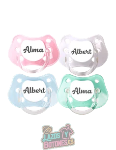 PACK DE 4 CHUPETES PERSONALIZADOS CON NOMBRE - ALGODÓN - 0 a 6 meses