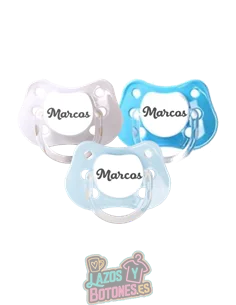 PACK DE 3 CHUPETES PERSONALIZADOS CON NOMBRE - CANDY BOY - 0 a 6 meses