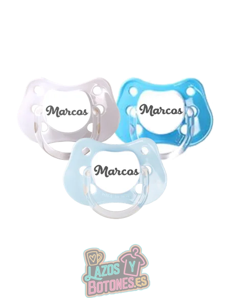 PACK DE 3 CHUPETES PERSONALIZADOS CON NOMBRE - CANDY BOY - 0 a 6 meses
