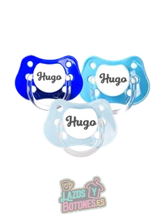 PACK DE 3 CHUPETES PERSONALIZADOS CON NOMBRE - CUPCAKE AZUL - 0 a 6 meses