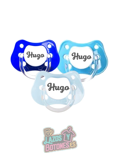 PACK DE 3 CHUPETES PERSONALIZADOS CON NOMBRE - CUPCAKE AZUL - 0 a 6 meses