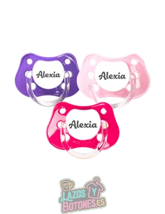 PACK DE 3 CHUPETES PERSONALIZADOS CON NOMBRE - CUPCAKE ROSA - 0 a 6 meses