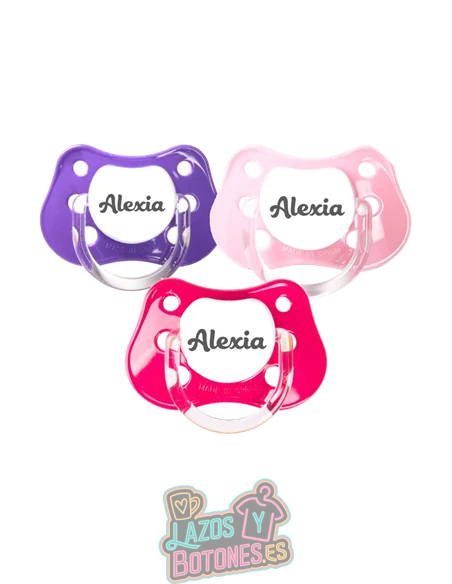 PACK DE 3 CHUPETES PERSONALIZADOS CON NOMBRE - CUPCAKE ROSA - 0 a 6 meses