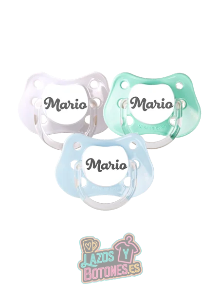PACK DE 3 CHUPETES PERSONALIZADOS CON NOMBRE - PASTEL AZUL - 0 a 6 meses