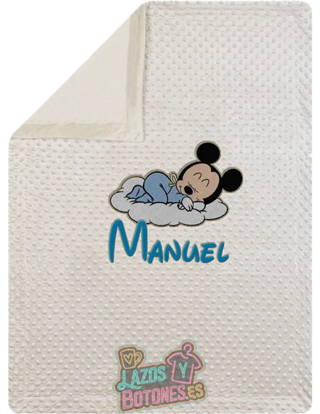 MANTA PERSONALIZADA - MICKEY NUBE Y NOMBRE