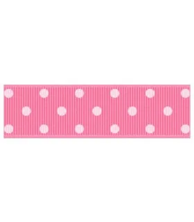 Lunares grandes rosa bebé/blanco 22mm